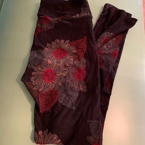 Lularoe Floral Leaves OS leggings